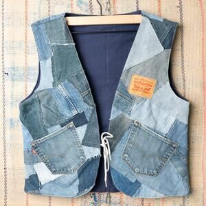 Custom upcycled patchwork vest / Vintage Rework